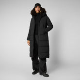 Women's Missy Long Hooded Puffer Coat in Black | Save The Duck