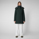 Women's Samantah Hooded Parka with Faux Fur Lining in Green Black - Women's Parkas | Save The Duck