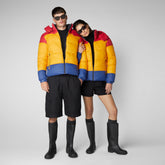 Unisex Chump Reversible Puffer Jacket in Flame Red/Beak Yellow/Eclipse Blue - Men's Animal Free Puffer Jackets | Save The Duck