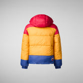 Unisex Kids' Delroy Puffer Jacket in Flame Red/Beak Yellow/Eclipse Blue | Save The Duck