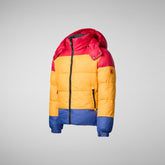 Unisex Kids' Delroy Puffer Jacket in Flame Red/Beak Yellow/Eclipse Blue - Kids' Icons Collection | Save The Duck