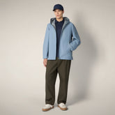 Men's Hooded Rain Jacket Zack in Cloud Blue - Jackets for Men | Save The Duck