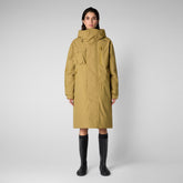 Unisex Luis Long Hooded Parka in Cork Brown | Save The Duck