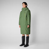 Unisex Luis Long Hooded Parka in Leaf Green | Save The Duck
