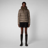 Women's Mei Puffer Jacket in Mud Grey - Women's Collection | Save The Duck