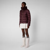 Women's Mei Puffer Jacket in Burgundy Black - Women's Collection | Save The Duck