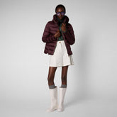 Women's Mei Puffer Jacket in Burgundy Black - Icons Collection | Save The Duck