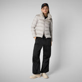 Women's animal free Puffer jacket Mei in RAINY BEIGE - All Save The Duck Products | Save The Duck