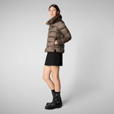 Women's animal free Puffer jacket Mei in MUD GREY | Save The Duck