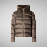 Women's animal free Puffer jacket Mei in MUD GREY | Save The Duck