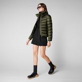 Women's Elsie Puffer Jacket in Pine Green - Free Water Bottle Collection | Save The Duck