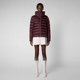 Women's Elsie Puffer Jacket in Burgundy Black - Women's Collection | Save The Duck