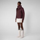 Women's Elsie Puffer Jacket in Burgundy Black - Fall Winter 2023 Collection | Save The Duck