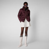 Women's Elsie Puffer Jacket in Burgundy Black - Fall Winter 2023 Collection | Save The Duck