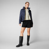Women's Elsie Puffer Jacket in Blue Black - Fall Winter 2023 Women's Collection | Save The Duck