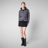 Woman's Elsie Puffer Jacket in Ebony Grey | Save The Duck