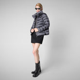 Woman's Elsie Puffer Jacket in Ebony Grey | Save The Duck