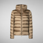 Women's Animal free Puffer Jacket Elsie in Husk green | Save The Duck