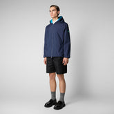 Men's Zayn Hooded Rain Jacket in Navy Blue - WIND Collection | Save The Duck