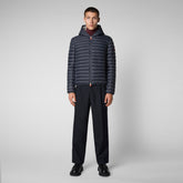 Men's Donald Hooded Puffer Jacket in Grey Black | Save The Duck