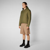 Men's Donald Hooded Puffer Jacket in Dusty Olive - Men's Jackets | Save The Duck