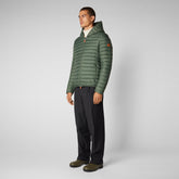 Men's Donald Hooded Puffer Jacket in Thyme Green - Men's Jackets | Save The Duck