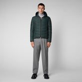 Men's Donald Hooded Puffer Jacket in Green Black - Men's Jackets | Save The Duck