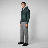 Men's Donald Hooded Puffer Jacket in Green Black - Fall Winter 2023 Men's Collection | Save The Duck