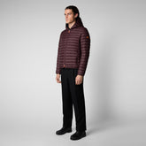 Men's Donald Hooded Puffer Jacket in Burgundy Black - SaveTheDuck Sale | Save The Duck