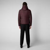 Men's Donald Hooded Puffer Jacket in Burgundy Black | Save The Duck