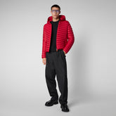 Men's Donald Hooded Puffer Jacket in Tango Red - SaveTheDuck Sale | Save The Duck