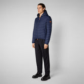 Men's Donald Hooded Puffer Jacket in Navy Blue | Save The Duck
