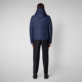 Men's Donald Hooded Puffer Jacket in Navy Blue - Men's Animal Free Puffer Jackets | Save The Duck