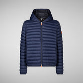 Men's Donald Hooded Puffer Jacket in Eclipse Blue | Save The Duck