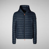 Men's Donald Hooded Puffer Jacket in Eclipse Blue | Save The Duck