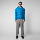 Men's Donald Hooded Puffer Jacket in Blue Berry - Men's Animal Free Puffer Jackets | Save The Duck