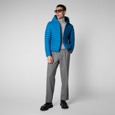 Men's Donald Hooded Puffer Jacket in Blue Berry - Men's Jackets | Save The Duck