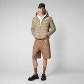 Men's Donald Hooded Puffer Jacket in Dune Beige - Beige Collection | Save The Duck