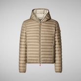 Men's Donald Hooded Puffer Jacket in Sandalwood Brown | Save The Duck