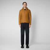 Men's Donald Hooded Puffer Jacket in Sandalwood Brown - Men's Icons | Save The Duck