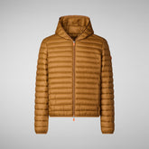 Men's Donald Hooded Puffer Jacket in Sandalwood Brown | Save The Duck
