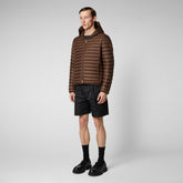 Men's Donald Hooded Puffer Jacket in Soil Brown - Men's Icons | Save The Duck