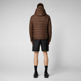 Men's Donald Hooded Puffer Jacket in Soil Brown - GIGA Collection | Save The Duck