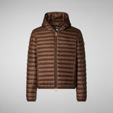 Men's Donald Hooded Puffer Jacket in Soil Brown | Save The Duck