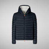 Men's Hooded Animal free Puffer Jacket Donald in Grey Black | Save The Duck