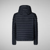 Men's Hooded Animal free Puffer Jacket Donald in Grey Black | Save The Duck