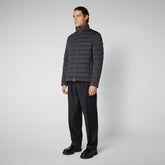 Men's Ari Stretch Puffer Jacket in Grey Black - SaveTheDuck Sale | Save The Duck