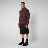Men's Ari Stretch Puffer Jacket in Burgundy Black - Men's Collection | Save The Duck