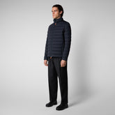 Men's Ari Stretch Puffer Jacket in Blue Black - Men's Animal Free Puffer Jackets | Save The Duck