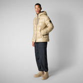 Man's animal free puffer jacket maxime in wood beige | Save The Duck